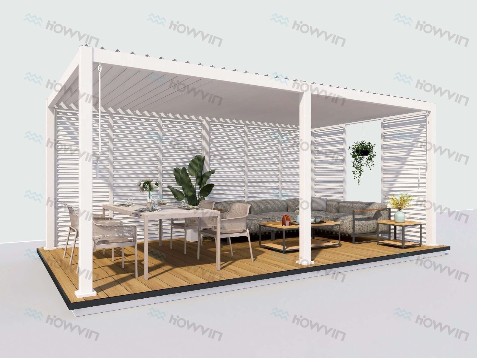 Terrace Patio Pergola with Fence