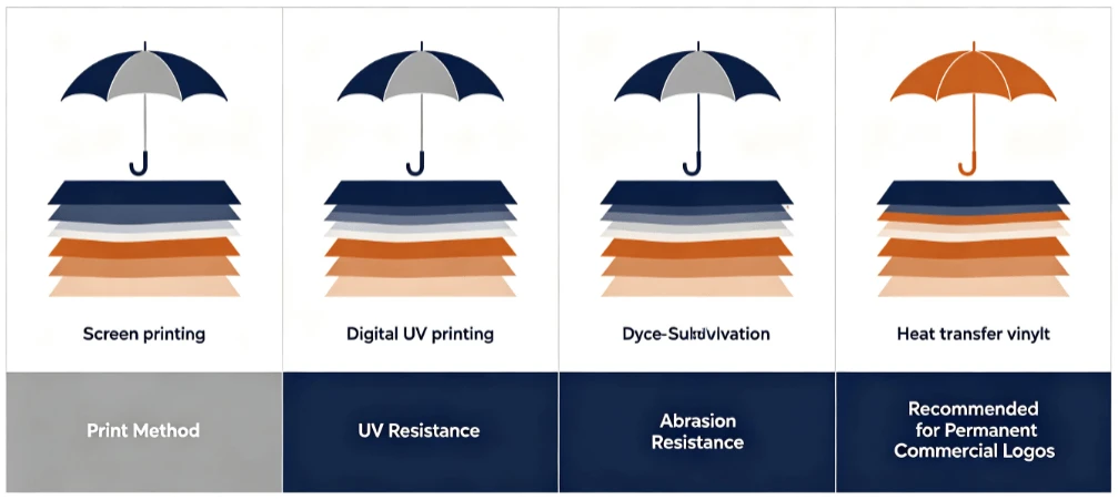 Can commercial umbrellas be custom printed with brand logos without fading? Can commercial umbrellas be custom printed with brand logos without fading?